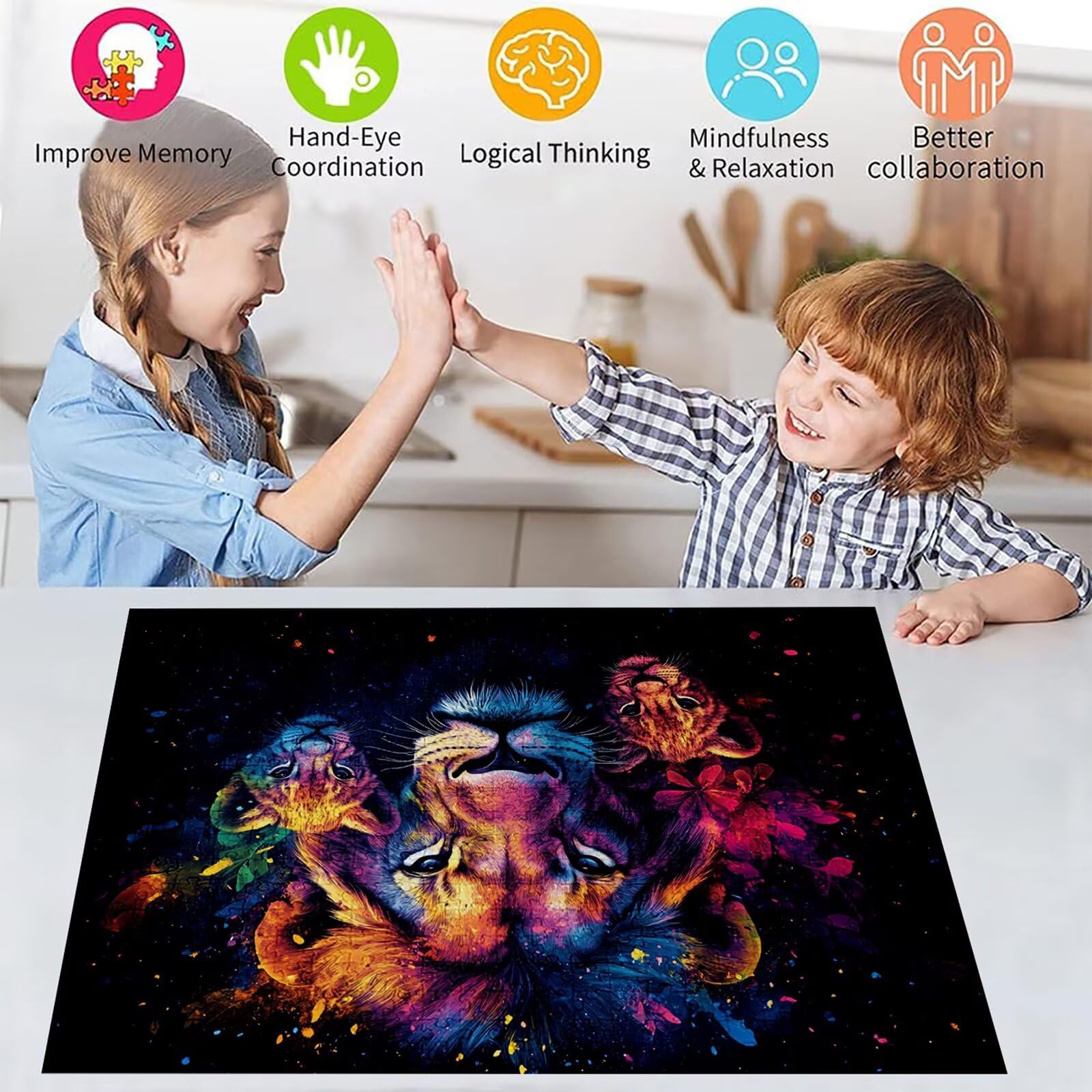 Puzzle 3000 elementów abstrakcyjne puzzle dla dorosłych lew 122 x 81 cm unikalne rzemiosło klasyczne 3D drewniana układanka do rodzinnych gier biznesowych, układanka zrób to sam do dekoracji ścian
