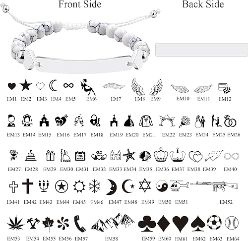 Miniatura 2 de Personalized Name Identity Bracelet 6mm White Turquoise Stone Braided Bracelet for Men Women Best Friends Birthday Graduation Custom Gift Y1451