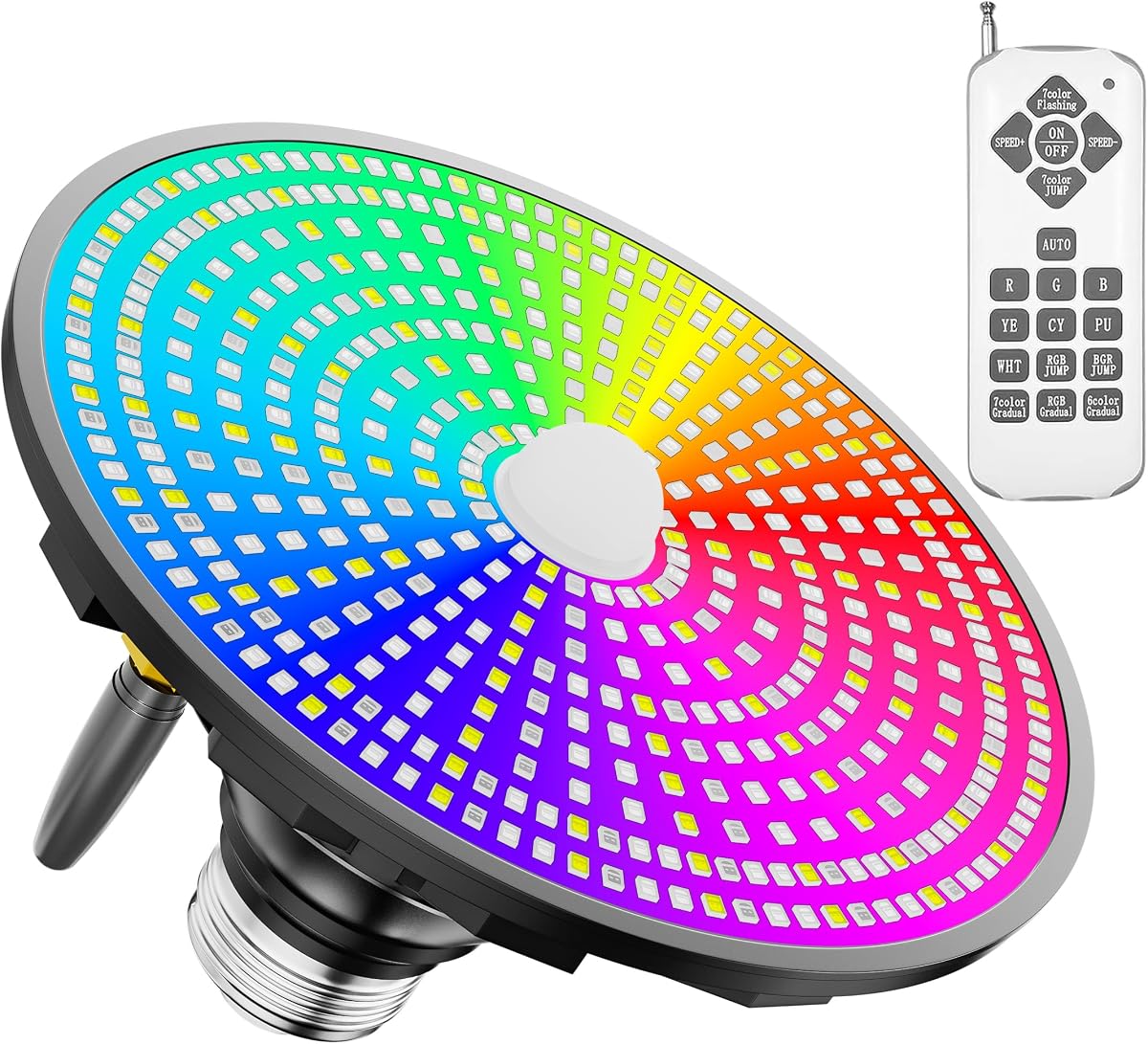 Pool Lights for Inground, LED Light Bulb for Above Ground Swimming Pool, LED Lights for Inground Pool, 120V Spa Light Bulb E26 Base, Multi-Color & Adjustable Brightness - Black 90W