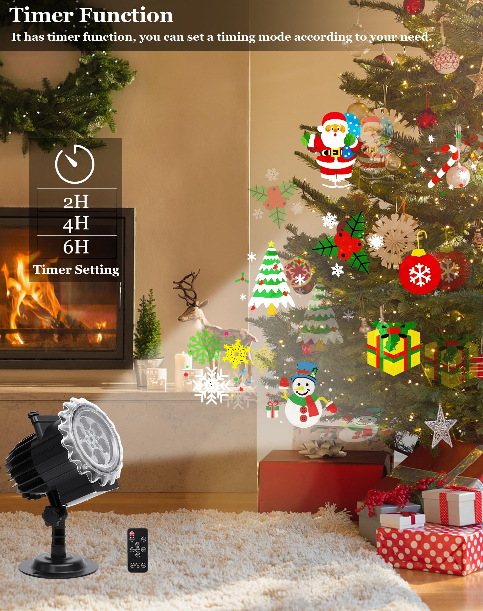 Projektor Weihnachten, LED Projektor Weihnachten Aussen Halloween Outdoor Schneeflocken Projektionslampe Effektlicht 12 Muster mit Fernbedienung für Party Deko