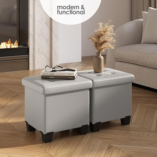 Miniatura 83 de Otomana plegable para dormitorio o sala de estar, con contenedores de almacenamiento, reposapiés para el extremo de la cama, soporta hasta 660 lb,