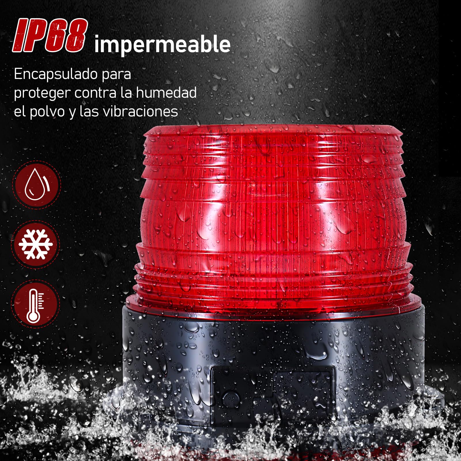 Dinfu rotativo led bateria LED rojo, 12V-24V luz roja de advertencia con magnético para coche tractor carrito de golf UTV remolque SUV vehículos de emergencia departamentos de bomberos
