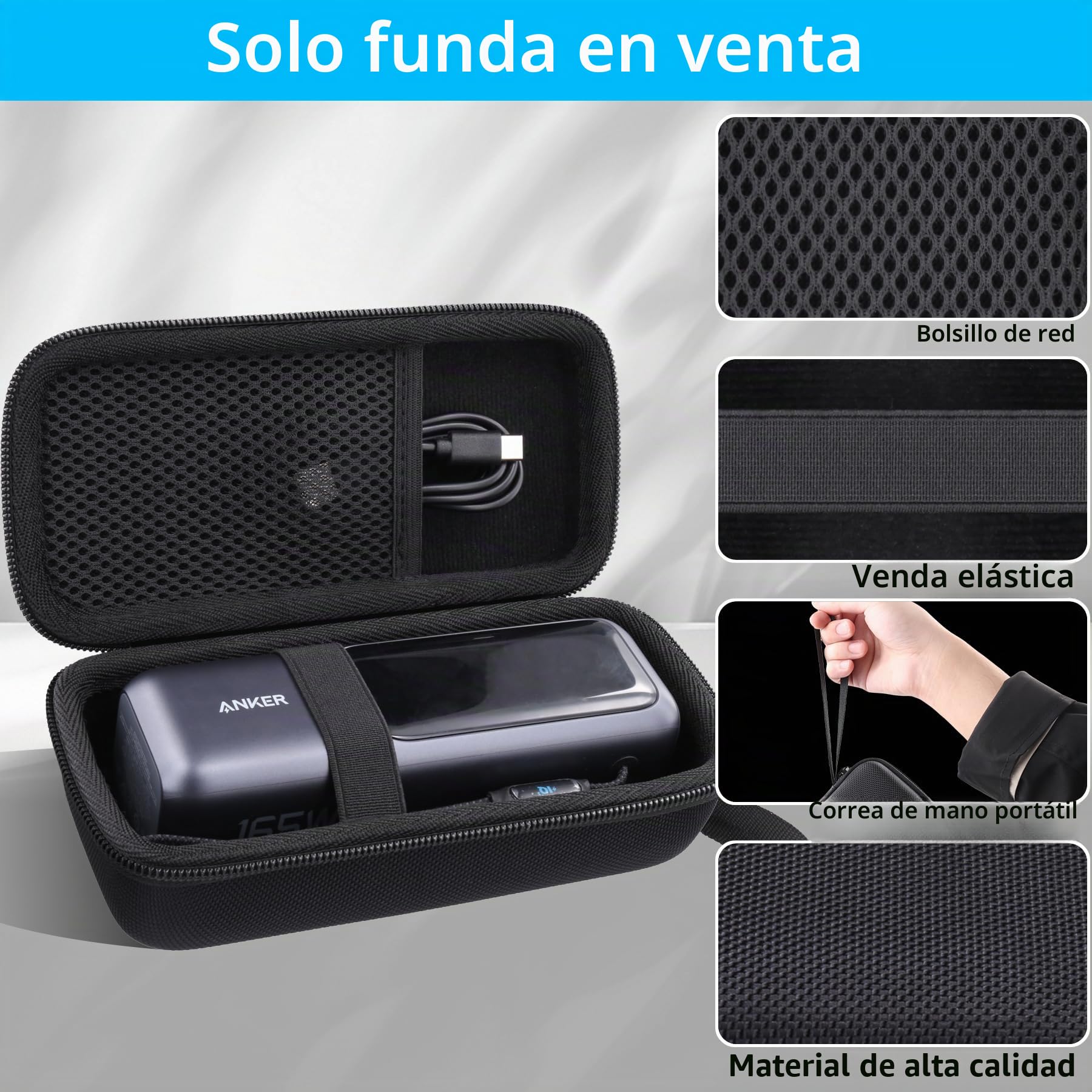 co2CREA Duro Viajar Caja Estuche Funda para Anker Laptop Power Bank, batería 25000mAh, Salida 165W Cargador Portátil (Solo Carcasa, sin Cargador Incluido)