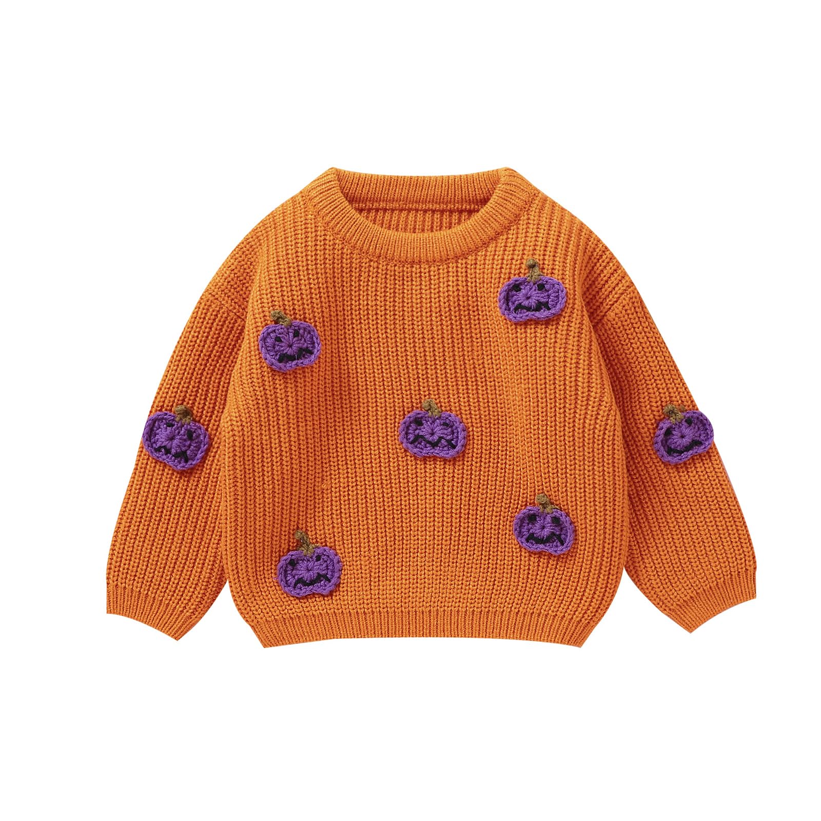 LSFYSZD Toddler Baby Girls Boys Halloween Pumpkin Sweaters Long Sleeve Crew Neck Winter Warm Knitwear Pullover Jumpers Top — view 141