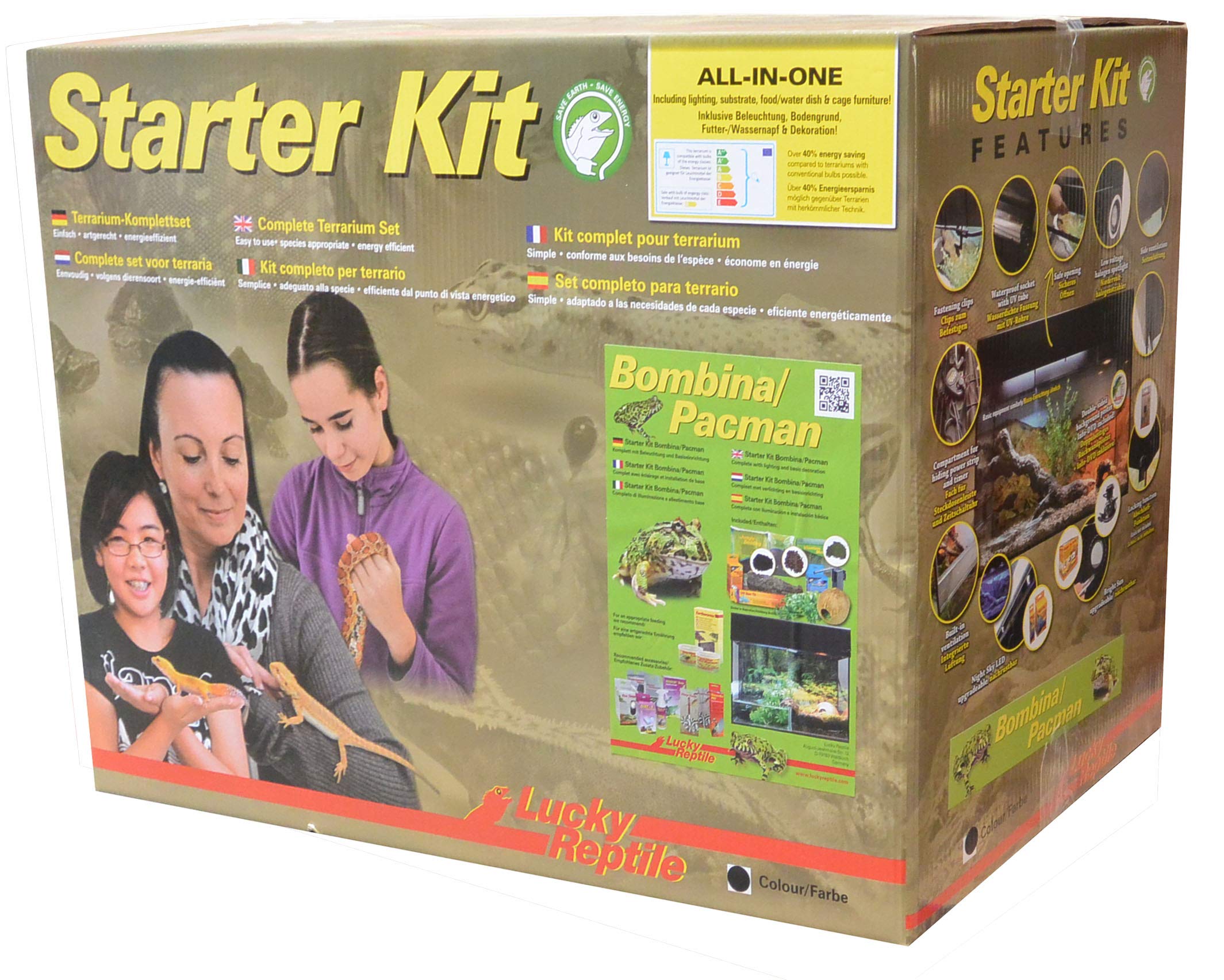Lucky Reptile Starter Kit Bombina/Pacman 80 cm - Set Completo di pregio per terrario per Rane - Set terrario con separazione in Vetro e Filtro Interno - Kit Principianti per Anfibi Bianco