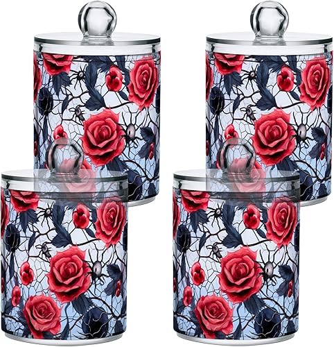 Miniatura 2 de CHIFIGNO Red Roses - Juego de 2 dispensadores de Halloween con temática de Halloween, tarros de boticario, recipientes de almacenamiento