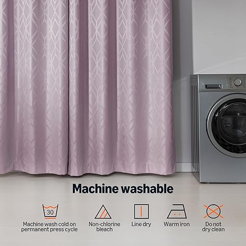 Miniatura 6 de Tienda Basics Cortinas Jacquard 100% opacas de 2 piezas, cortinas para sala de estar y dormitorio, tratamiento de ventana con aislamiento térmico,