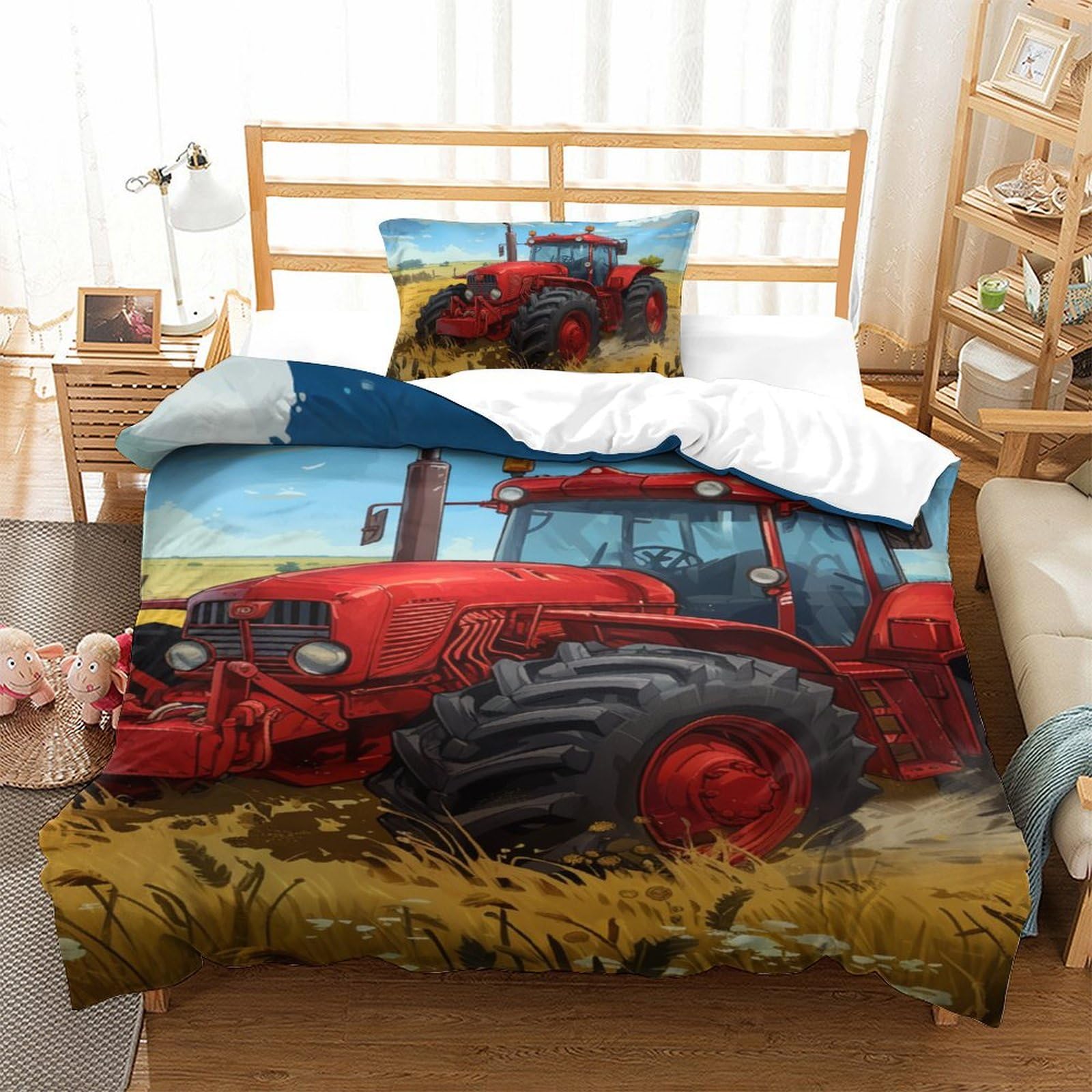 Housse de couette tracteur 3D microfibre pour transformer la chambre des enfants et ados