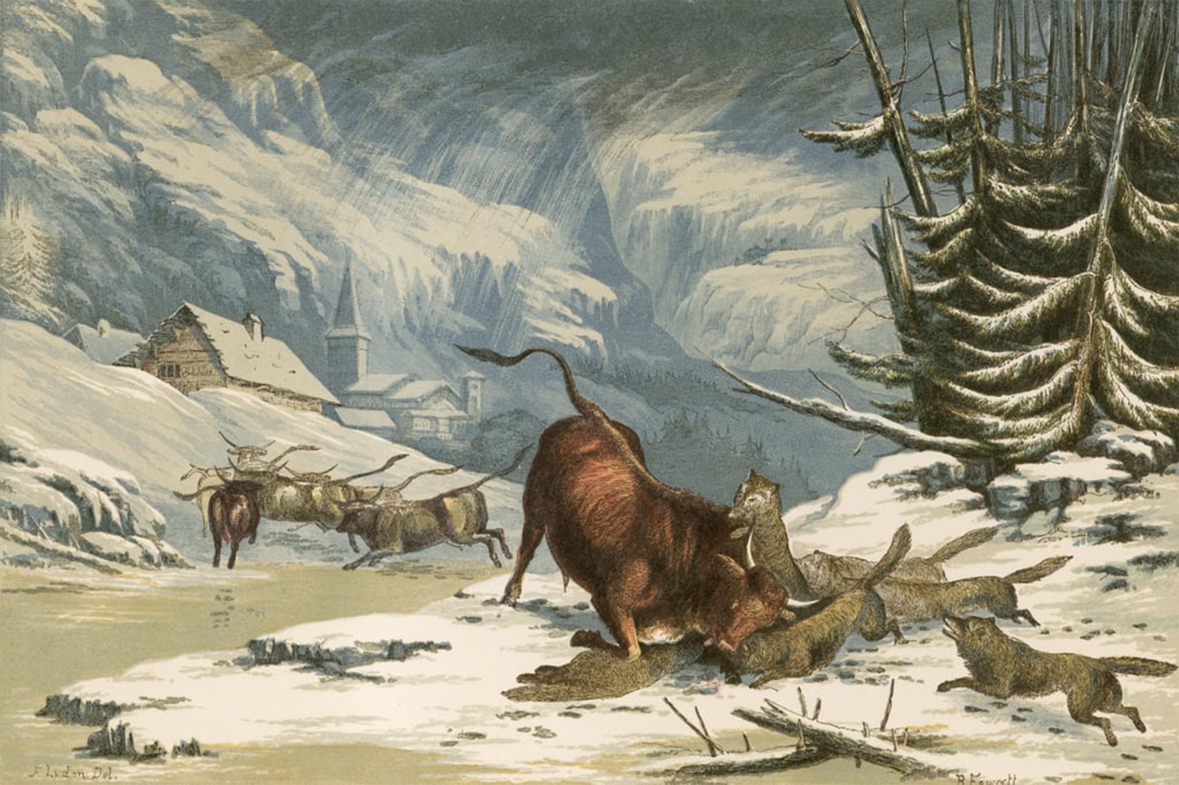 Artxlxxbn No Frame Famous Painting Art Wall Decor Abstract Art Picture Illustration For Thomson's Wolves In Winter By Alexander Lydon Animal Pictures For Home Decor 60X90cm