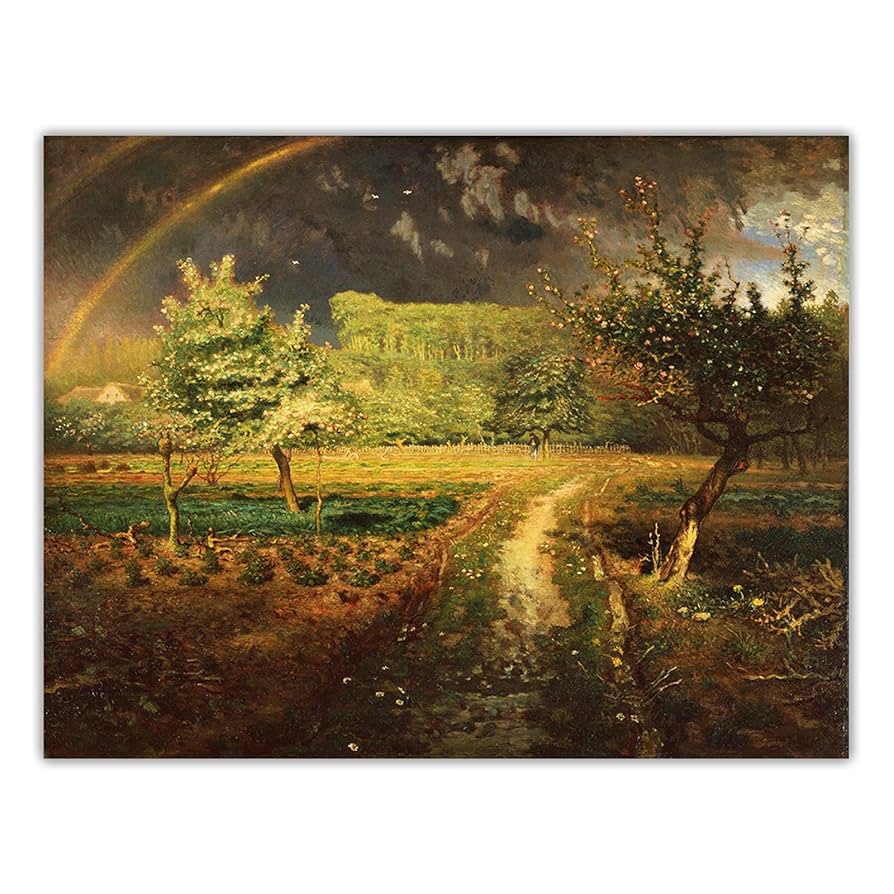 フランソワ　ミレー「バルビゾンの村」復刻版画　額約61×51版画29×22￼cm フランソワ ミレー「バルビゾンの村」復刻版画 額約61×51版画29×22