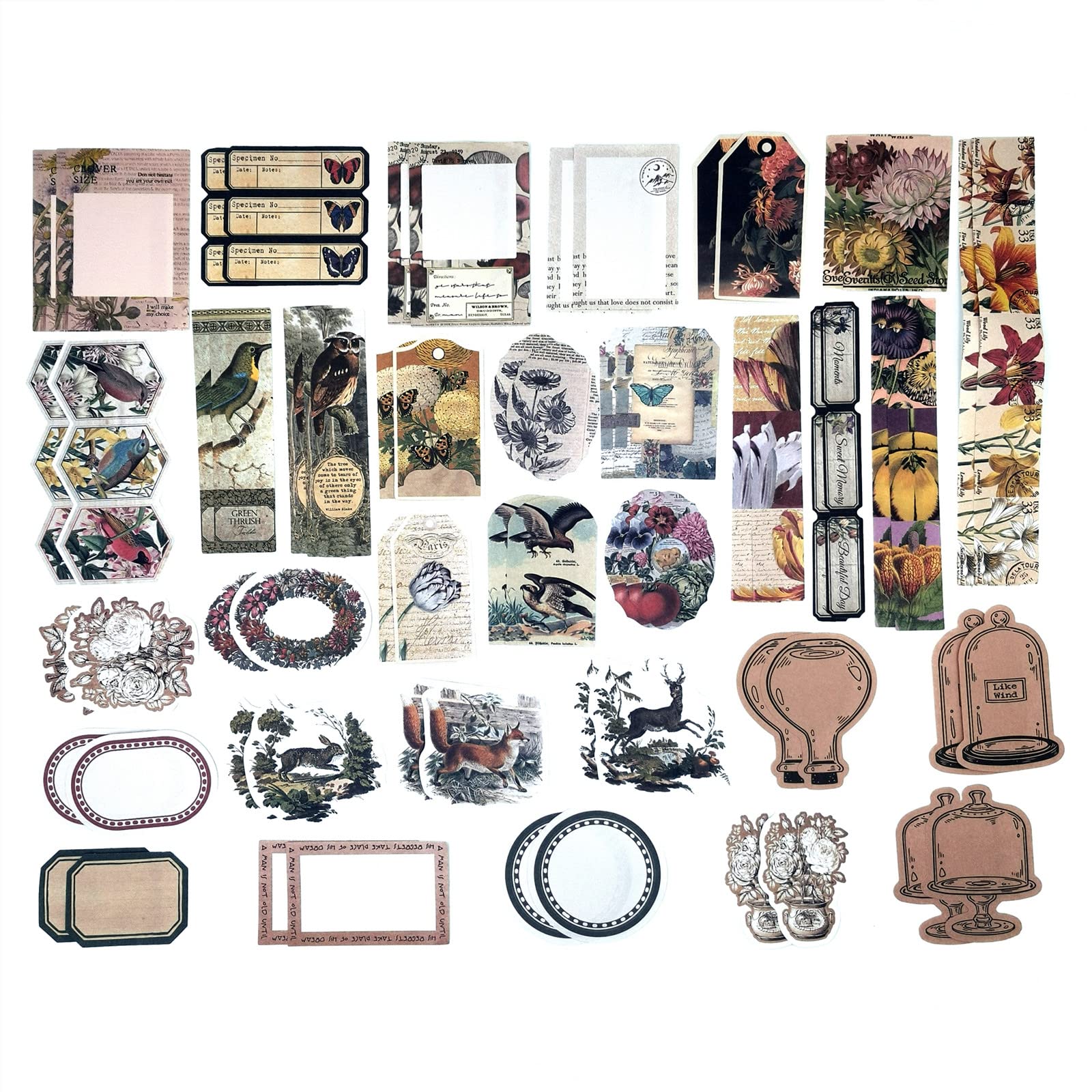 Washi Stickers Knaid 200 Pieces Vintage Ephemera Pack Decoupage Paper ...