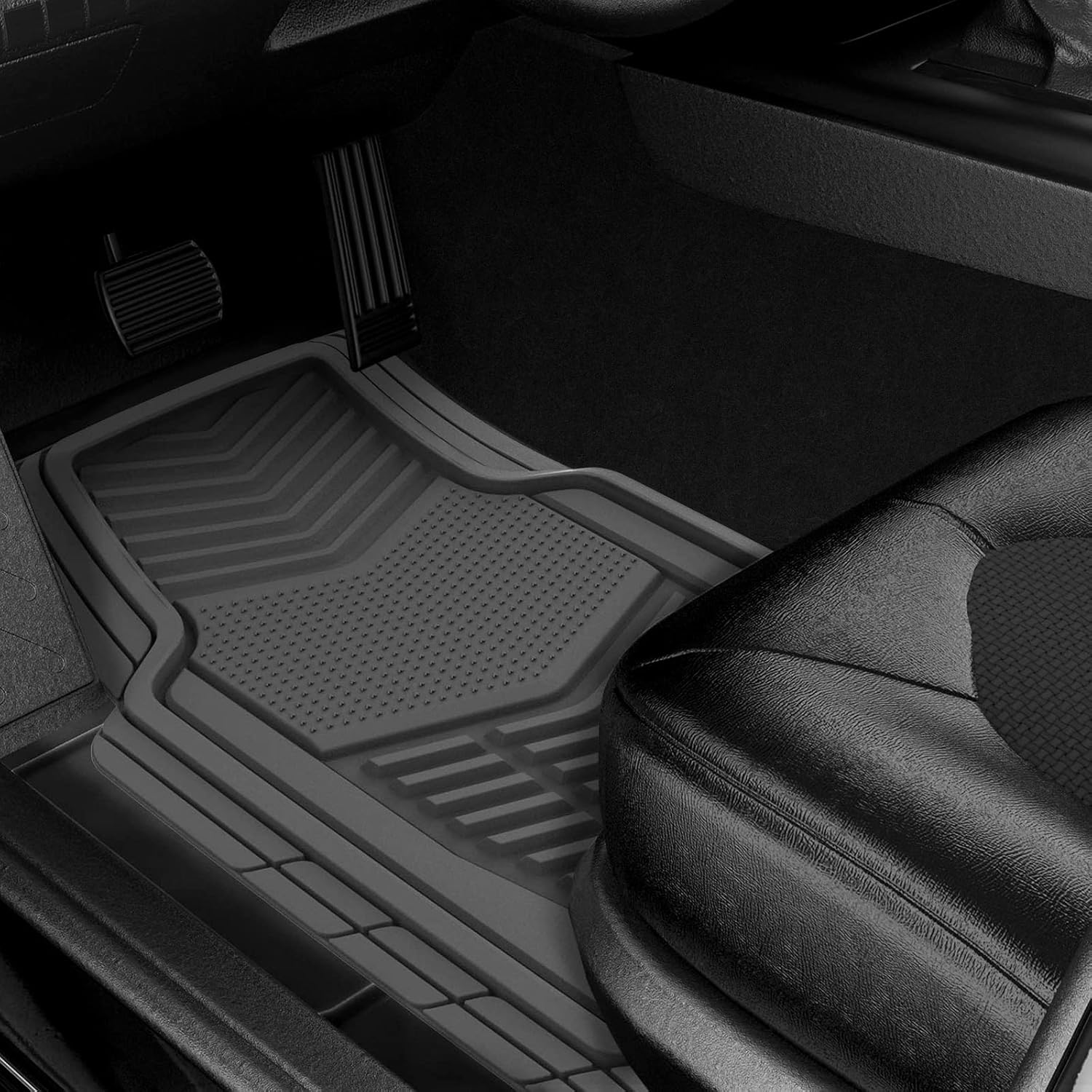 Michelin All-Weather Car Floor Mats Heavy Duty Floor Mats Protection, 4 pcs, Smart Trim Tailor Fit, Clint Back, Secure GripClip, Full Coverage Odorless Non-Slip Car Floor Mats – FL1018 Gray