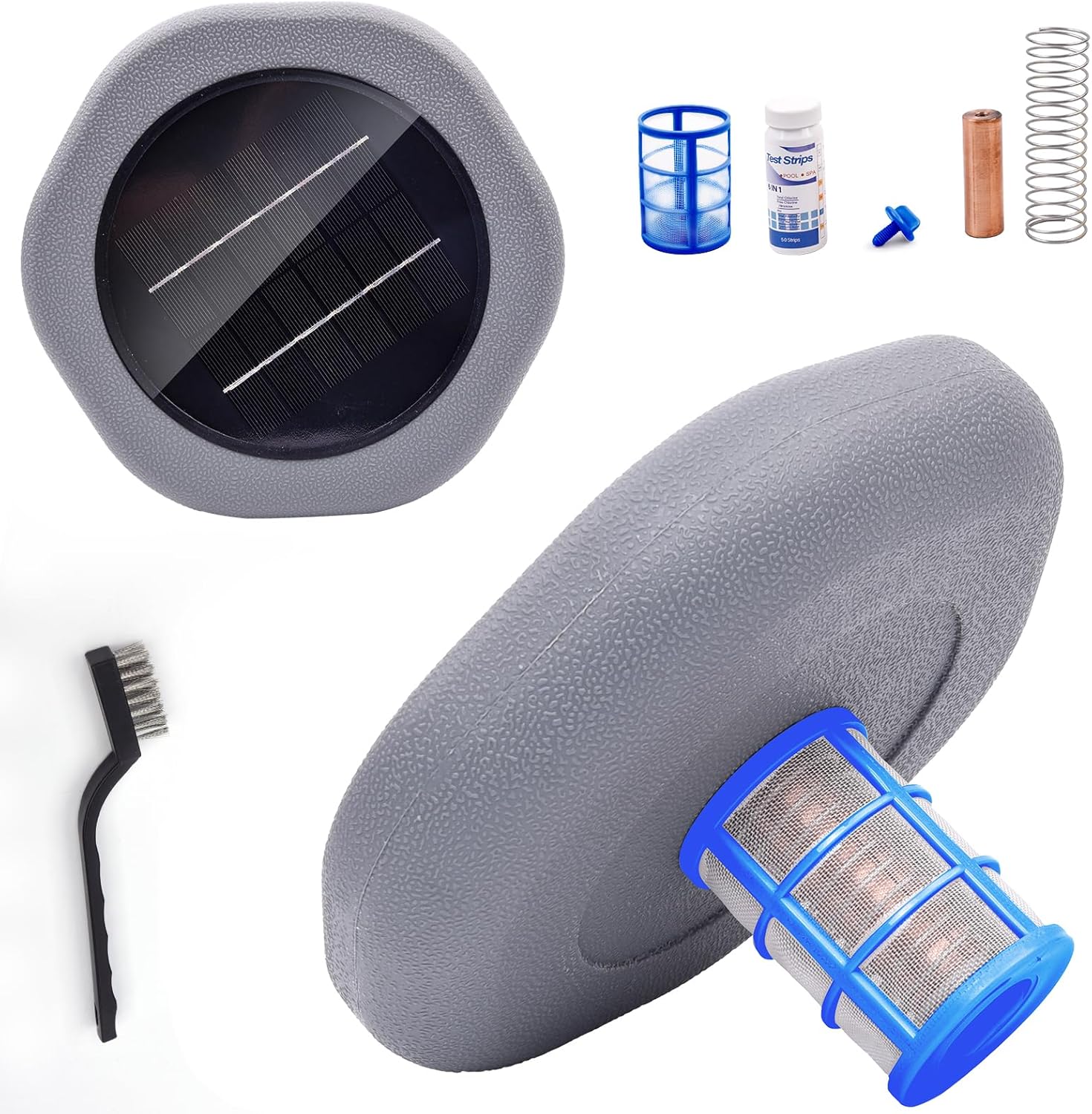 Solar Pool Ionizer - Floating Pool Cleaner for Swimming Pools Up to 45,000 Gallons for Large Pool, Big Solar Panel & Durable Copper Anode, Clear Water with Minimal Effort