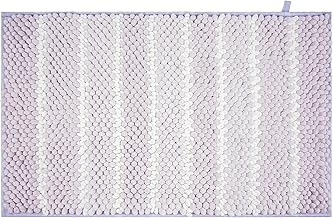 H HANSEL HOME Chenille Microfiber Bath Mat, Extra Soft and Non-Slip, Quick Drying and Absorbent, Cross Stripes Design – Lilac, 40 x 60 cm