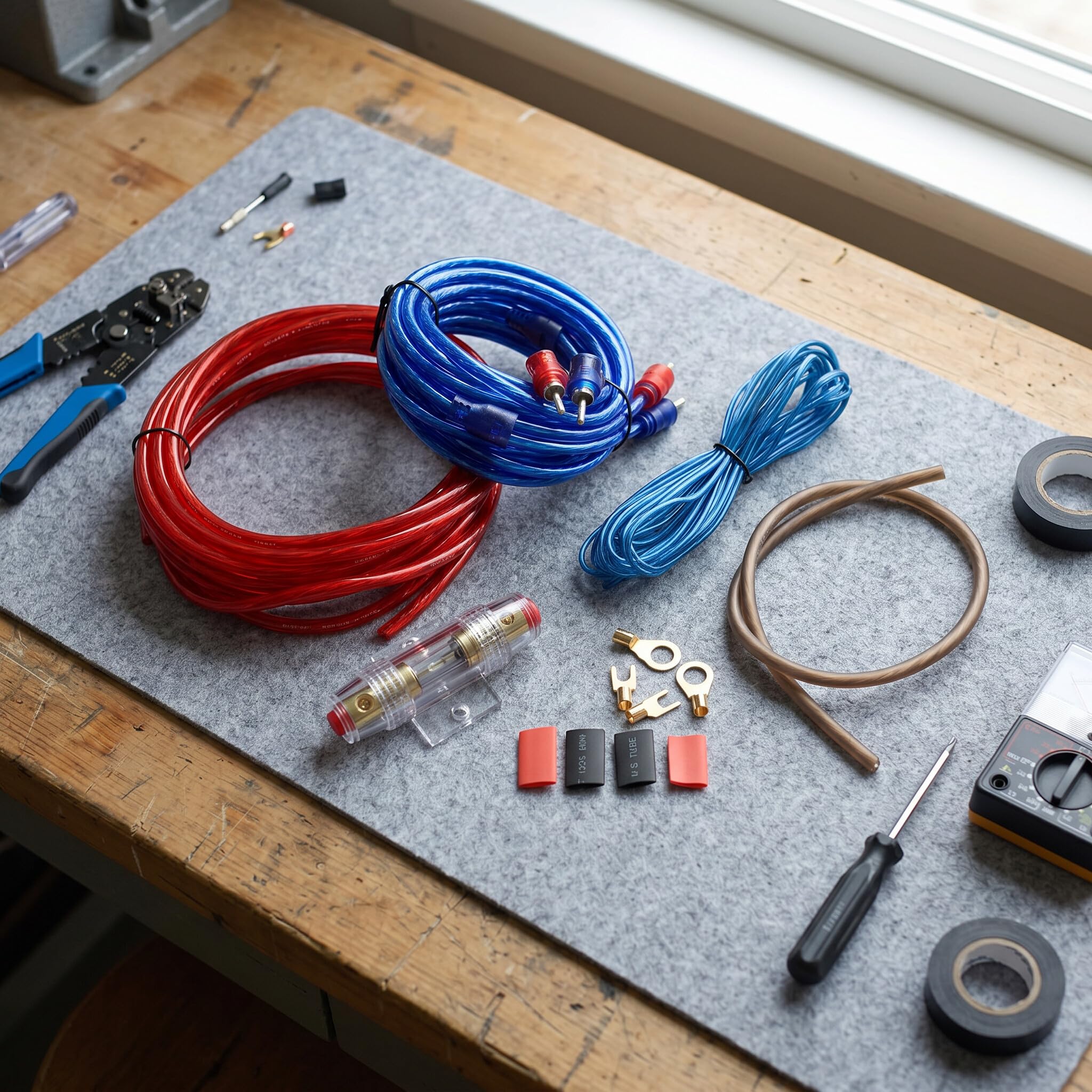Ejoyous Kit d'installation d'amplificateur de Caisson de Basses Audio de Voiture 1200 W, Câble CCA Haute Puissance, Câblage Audio Complet de Voiture et Porte-fusible pour des Performances Maximales