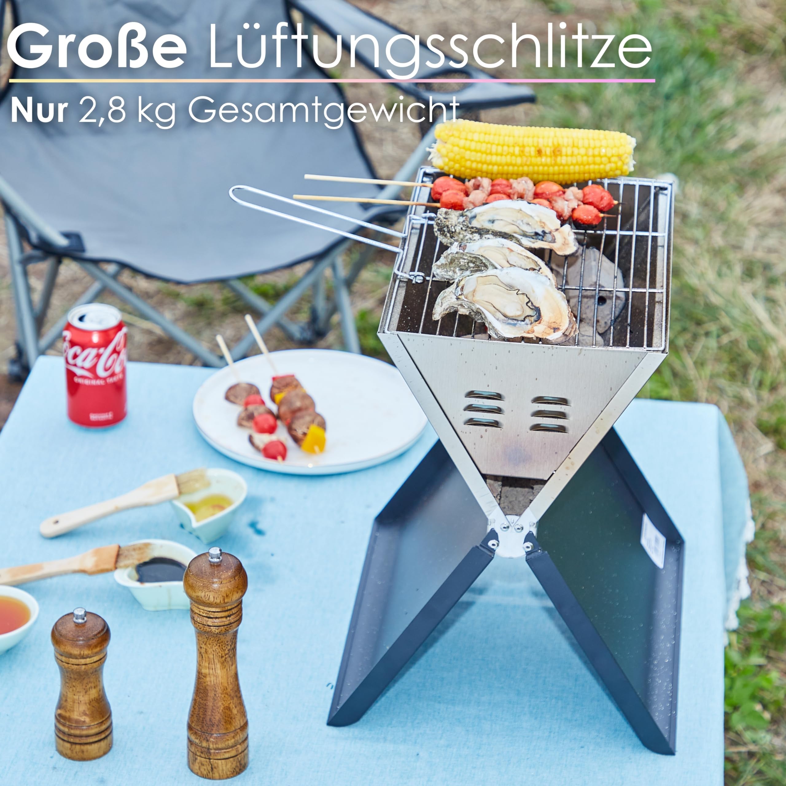 Steinborg Klappgrill | Laptopgrill | Campinggrill | Blitzschneller Aufbau | Hitzebeständiger Rahmen | Große Lüftungsschlitze | Holzkohlegrill | Kohlegrill | Geringes Gewicht | Geeignet für Holzkohle