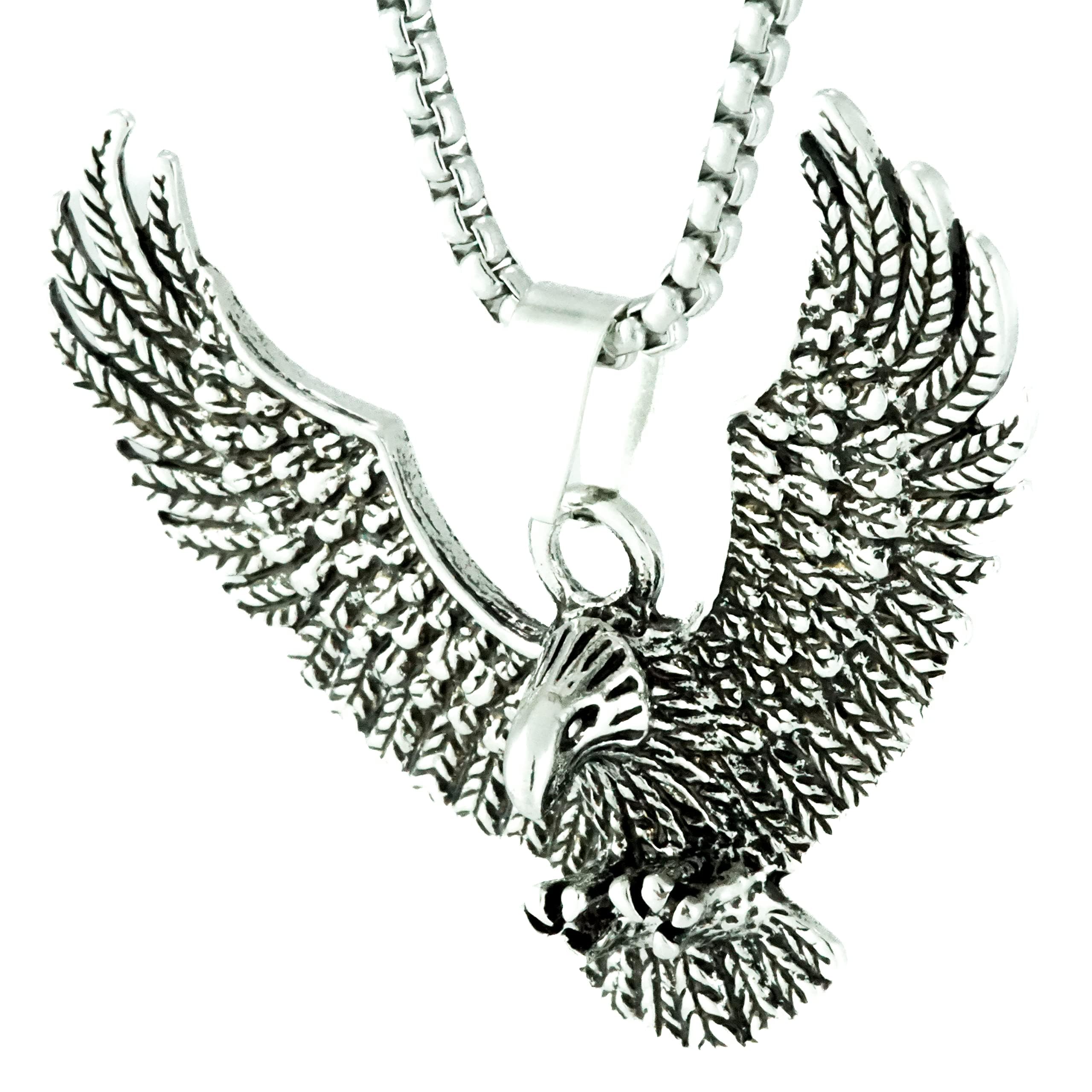 See full amazon price history chart for THE MEN THING EAGLE CATCH - Alloy Eagle Pendant with Stainless Steel 24inch Round Box Chain, American trending Style for Men & Boy THE MEN THING EAGLE CATCH - Alloy Eagle Pendant with Stainless Steel 24inch Round Box Chain, American trending Style for Men & Boy (B0CBRVDDN5) Amazon Price History, Amazon Price Tracker