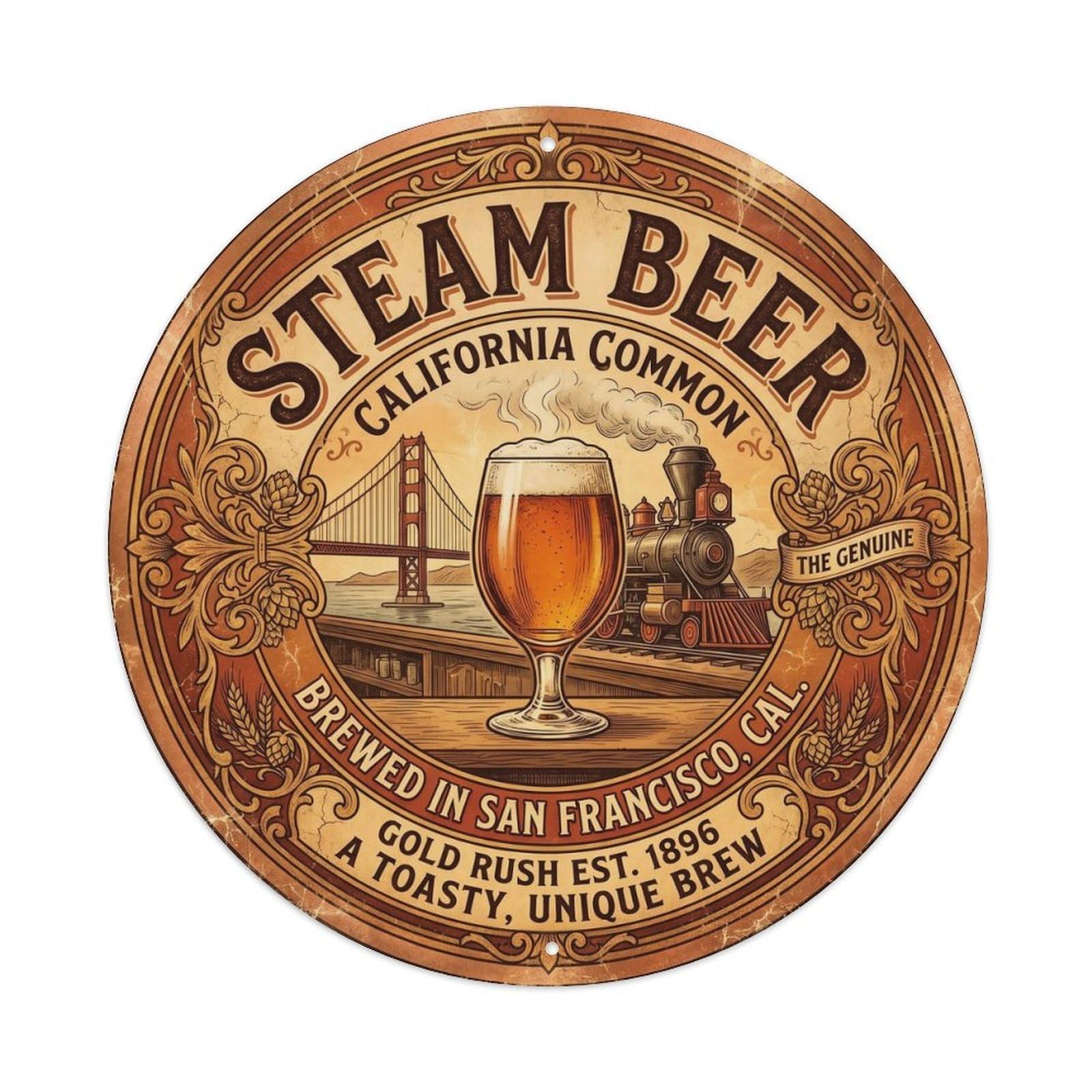 Steam Beer Retro Historic Tavern Culture Dark Malt Metal Tin Sign