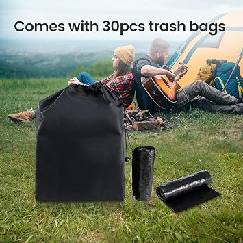 Foldable Camping Toilet Portable Potty Loo - Collapsible Toilet for Camping, Picnic, Fishing, Travel and Van Life, Outdoor Bucket with Lid and 30 Trash Bags
