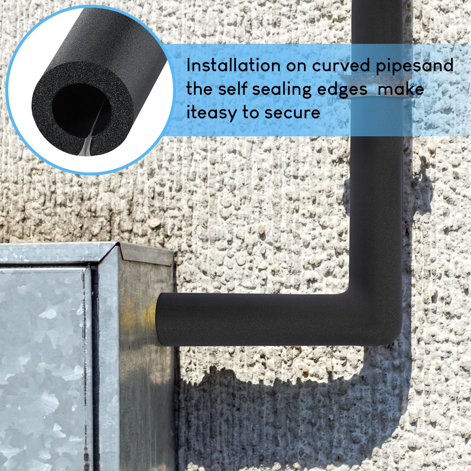 24 Pcs Pipe Insulation Foam Tube for 3/4 Inch Water Pipe, Pre Slit Self Adhesive Foam Pipe Covers Plumbing Insulation for Outdoor Indoor Water Pipe Pipeline