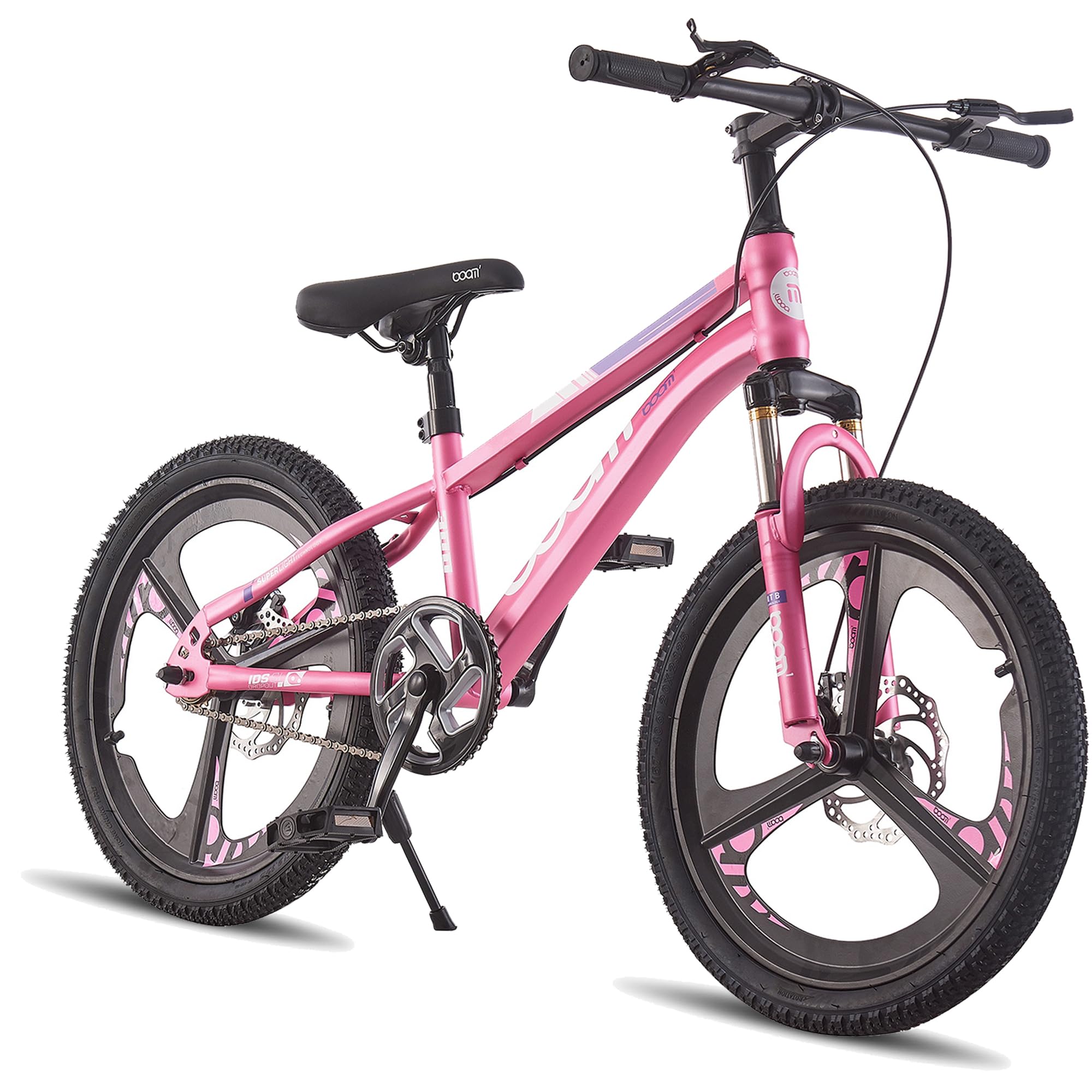 LSLIFE Kids Mountain Bike for Boys Girls 18 20 22 24 Inch Kids Bicycle for 6-16 Years Old Boys Girls with Shock Absorber Dual Disc Brake (Pink, 24 Inch)