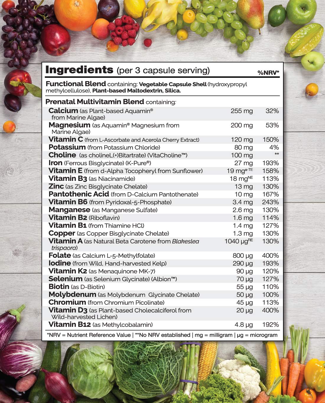 NATURELO Prenatal Multivitamin Natural Vitamins & Minerals Including