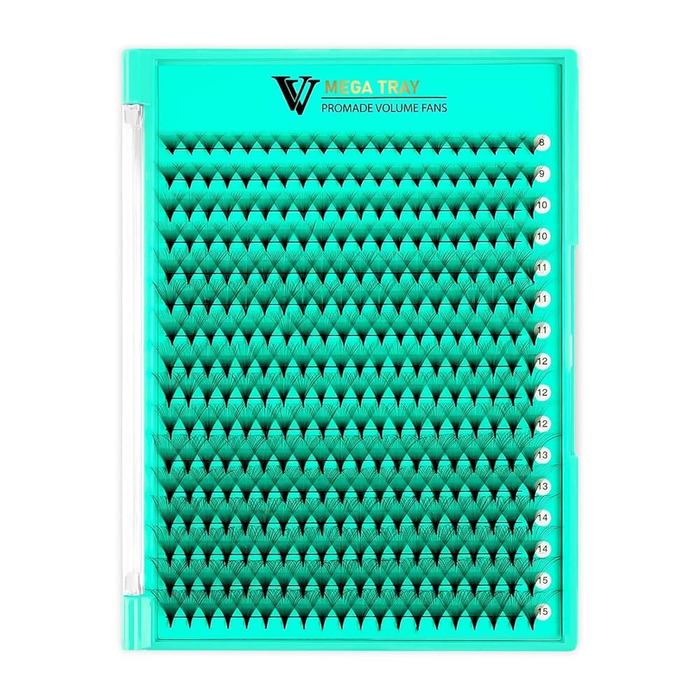 VAVALASH Premade Fans Eyelash Extensions 320 Fans 10D 14D 16D 20D 0.05 0.07 Thickness C/D Curl Middle Stem Premade Fans Russian Volume Lash Extensions (320 Fans-24D-0.05-D-8-15mm)