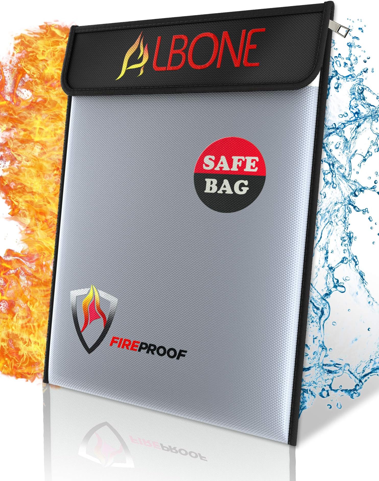 Premium Fireproof Document Bag 15 x 11 Inch || Water Resistant Safe Zip and Velro for Cash, Jewelry, Documents, Tablet, Money