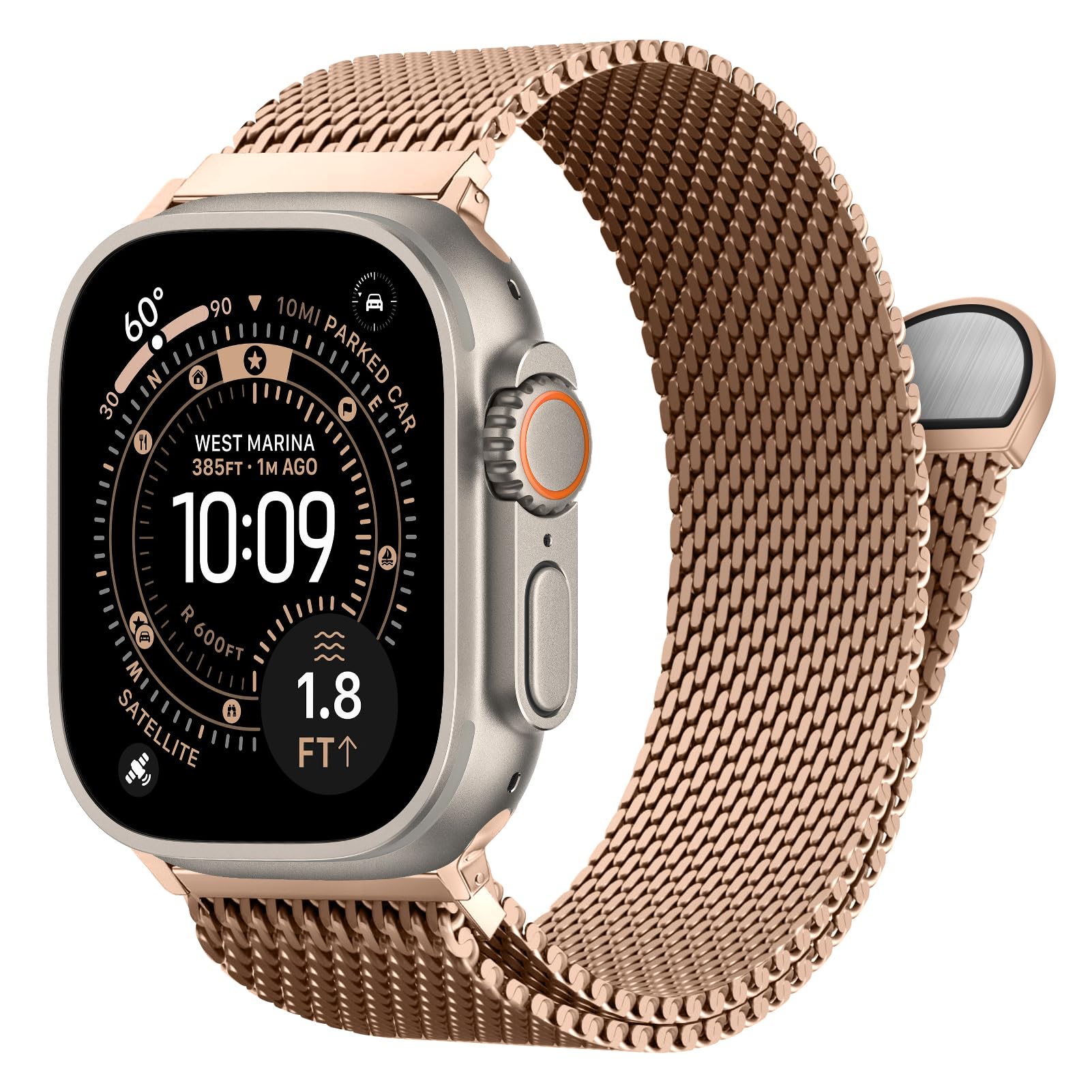 BXUXOHS Milanese Mesh Loop Compatible for Apple Watch Ultra 3/2/1 Band 49mm 46mm 45mm 44mm 42mm Men Women,Stainless Steel Metal Magnetic Strap for
