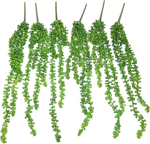 Ebros Gift Paquete de 6 collares artificiales realistas y realistas para plantas suculentas de helecho, plantas botánicas, hogar, jardín, veranda,