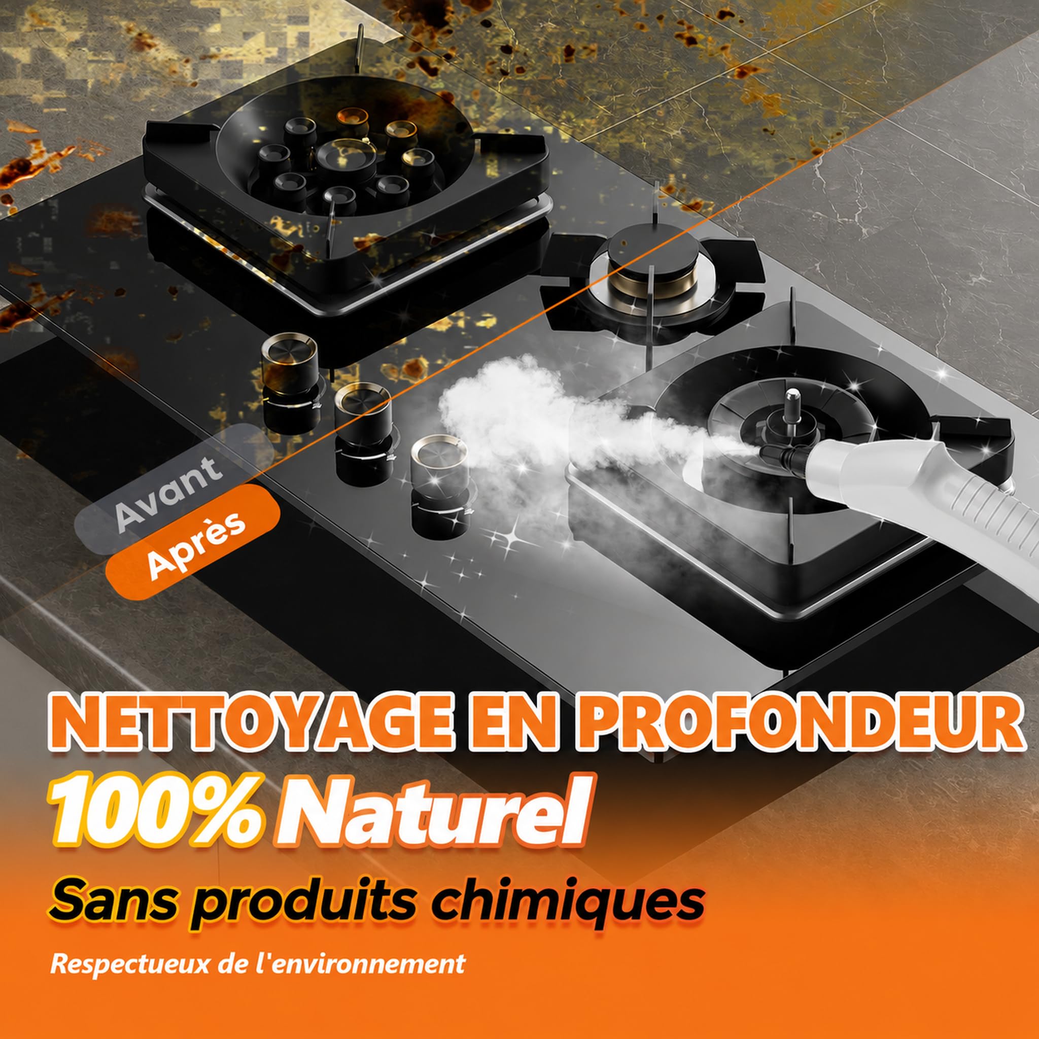Nettoyeur Vapeur à Main, Haute Pression, Réservoir d'Eau 1,1 L, Blanc