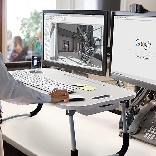 Miniatura 5 de Escritorio de regazo, bandeja de escritorio plegable, escritorio de pie, escritorio para computador portátil, mesas de bandeja de TV para comer,