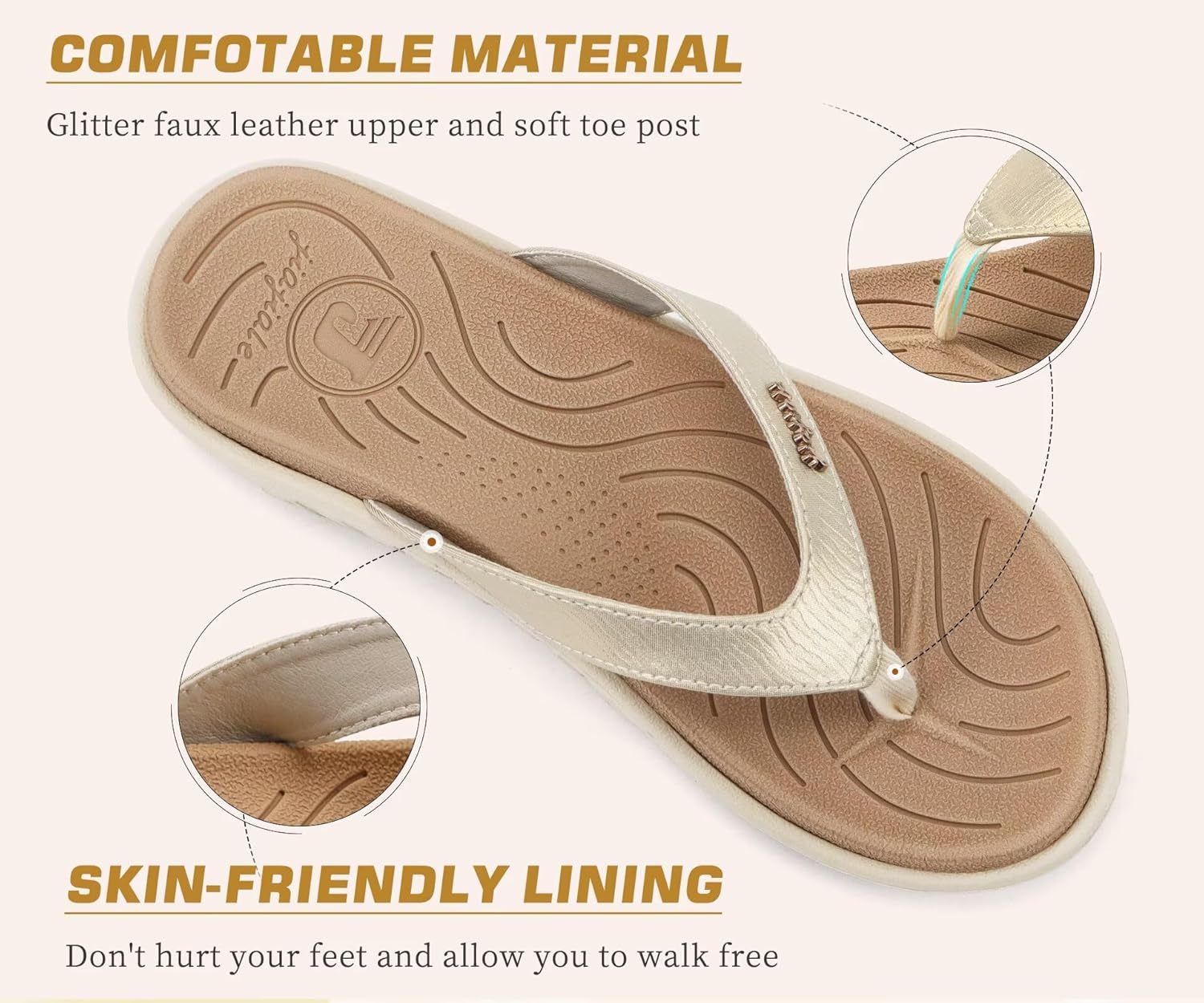 jiajiale Womens Fashion Orthotic Flip Flops Ladies Slip On Lightweight Comfortable Thick Cushion Yoga Mat Thong Sandals With Plantar Fasciitis Arch Support - Image 4