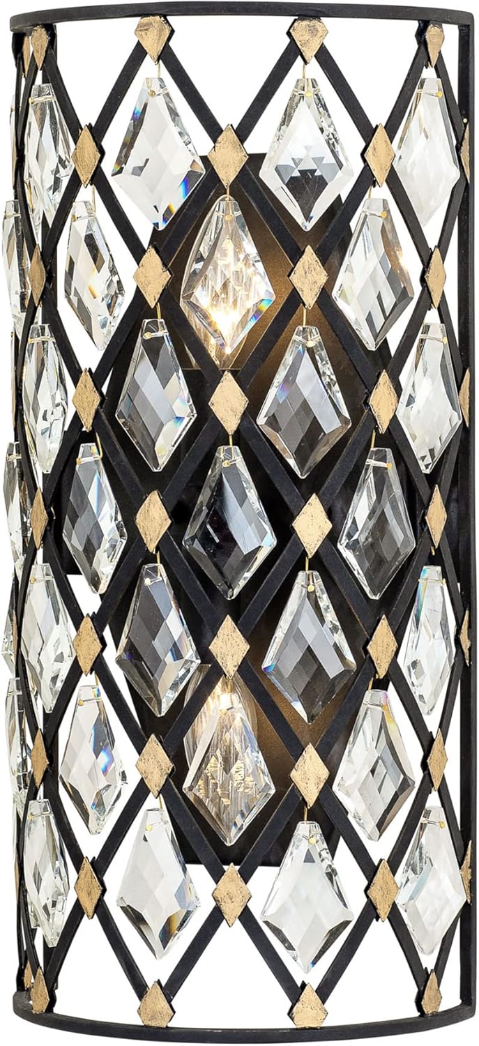 Varaluz Windsor 2-Lt Crystal Sconce - Carbon/Havana Gold