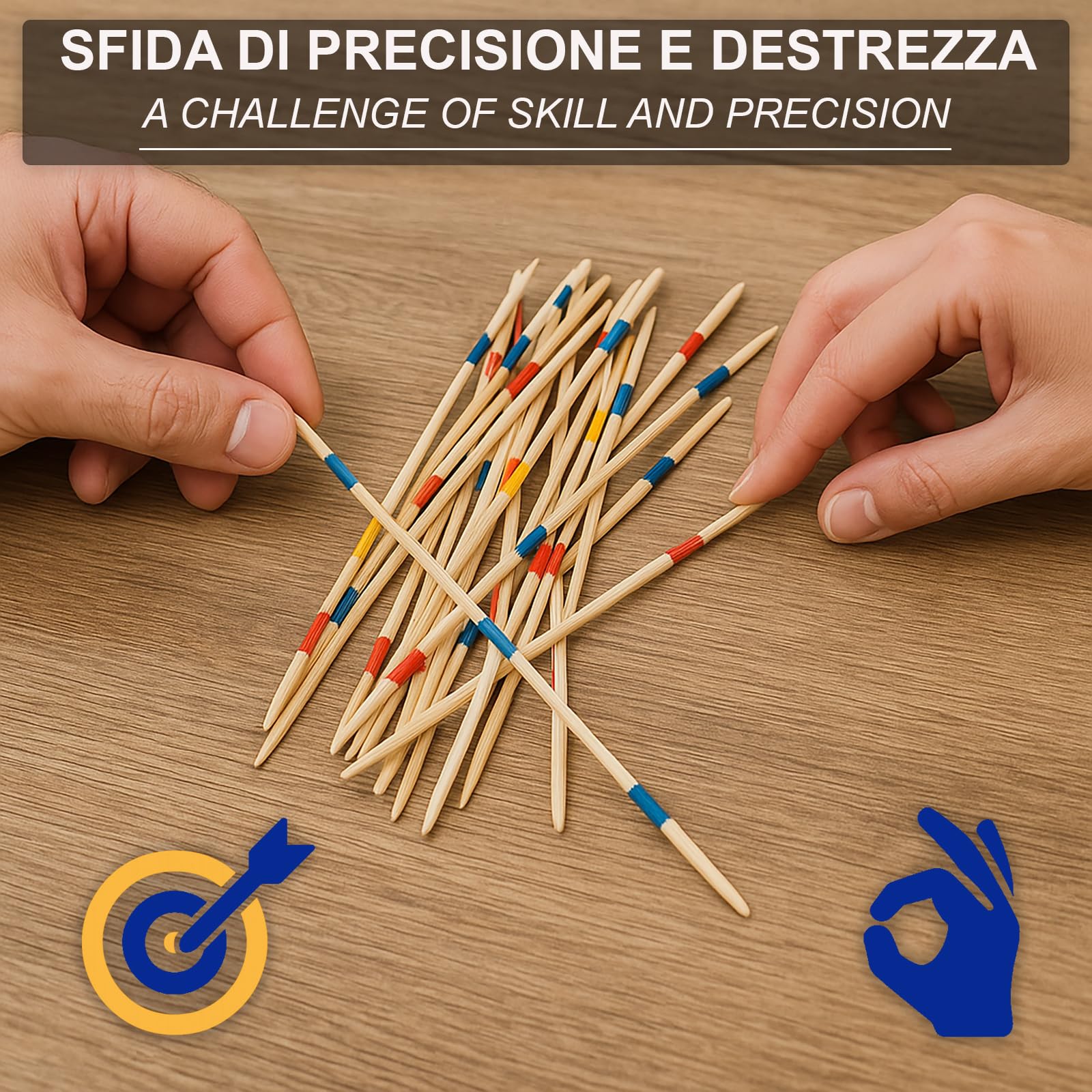 FAST WORLD SHOPPING - Gioco Mikado Spiel, Bastoncini in Legno Colorati, Shangai Gioco da Tavolo di Società, Shanghai Classico per Gruppo, Abilità, Precisione, Divertimento Assicurato (Confezione da 2)