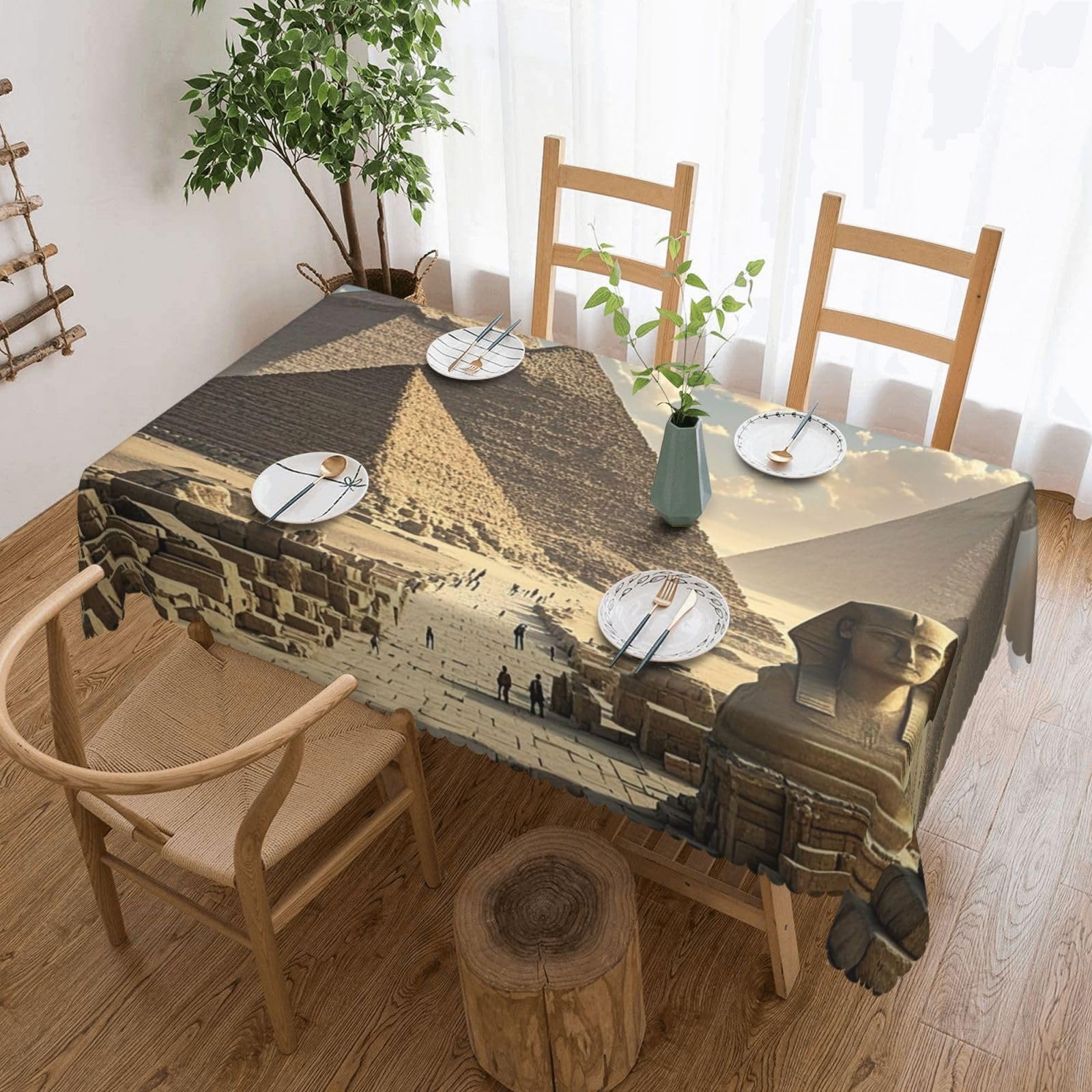 Nappe anti tache pyramides égyptiennes lavable pour repas de fête sans stress