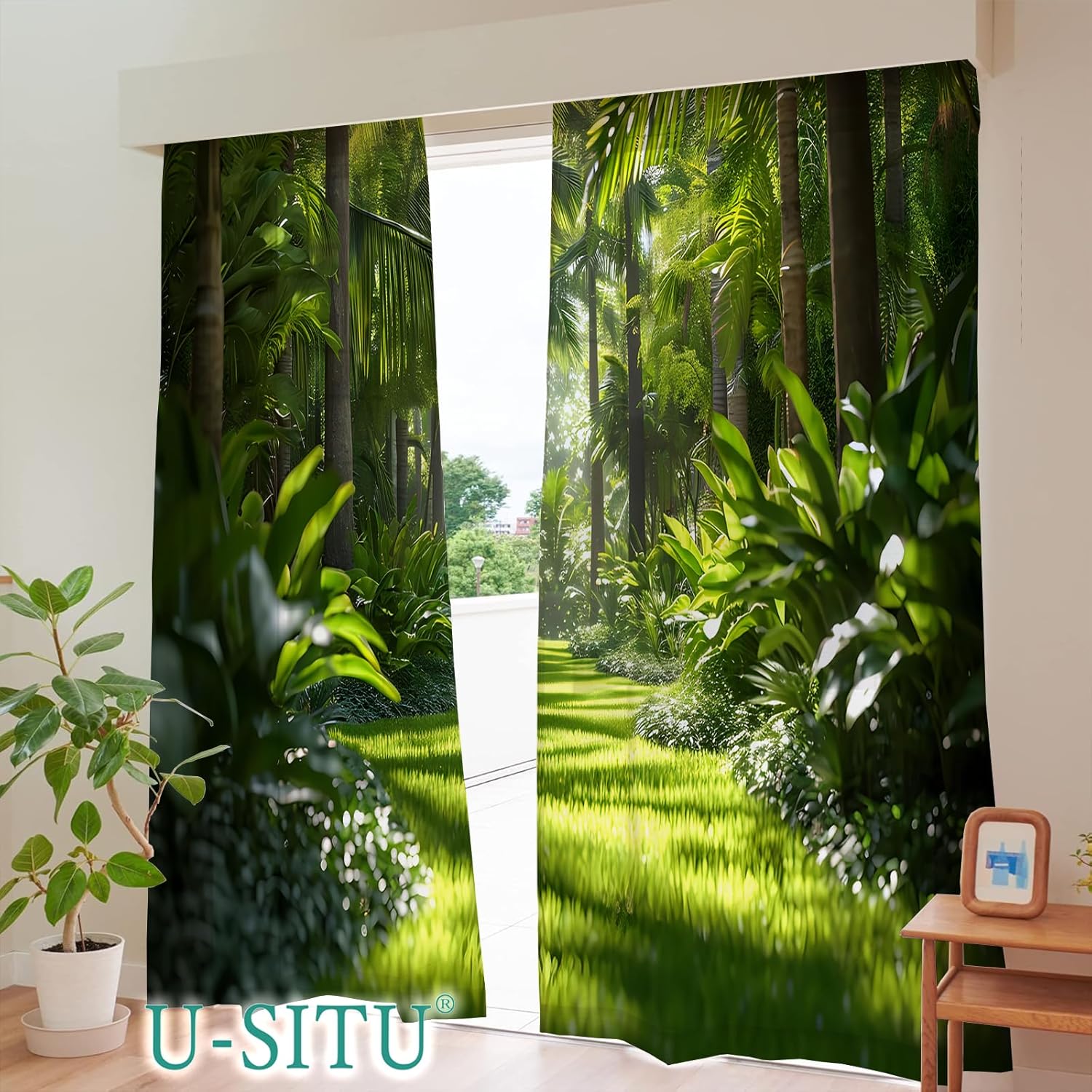 Bedroom Curtains, Curtains, Prints, Forest, Road, Flowers - Room, Living Room, Bedroom, Blackout Curtains Size：43" L x 39" W (Pack of 2 BMSL3822A