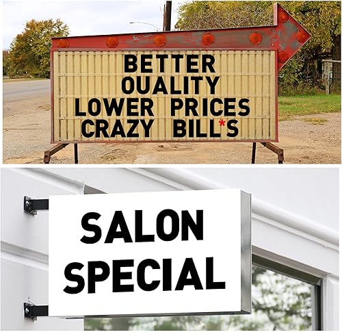 Miniatura 5 de Leinuosen 300 letras impresas en marquesina, flexible, para exteriores, negro, portátil, letras y números intercambiables de plástico, números