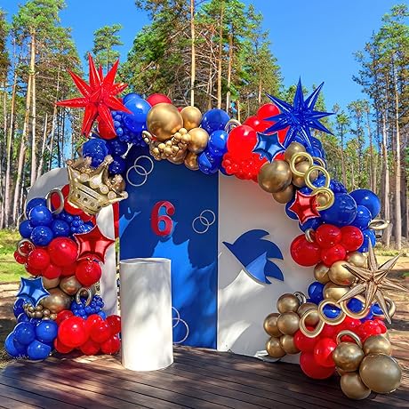 Sonic Red Blue Gold Balloon Garland Kit