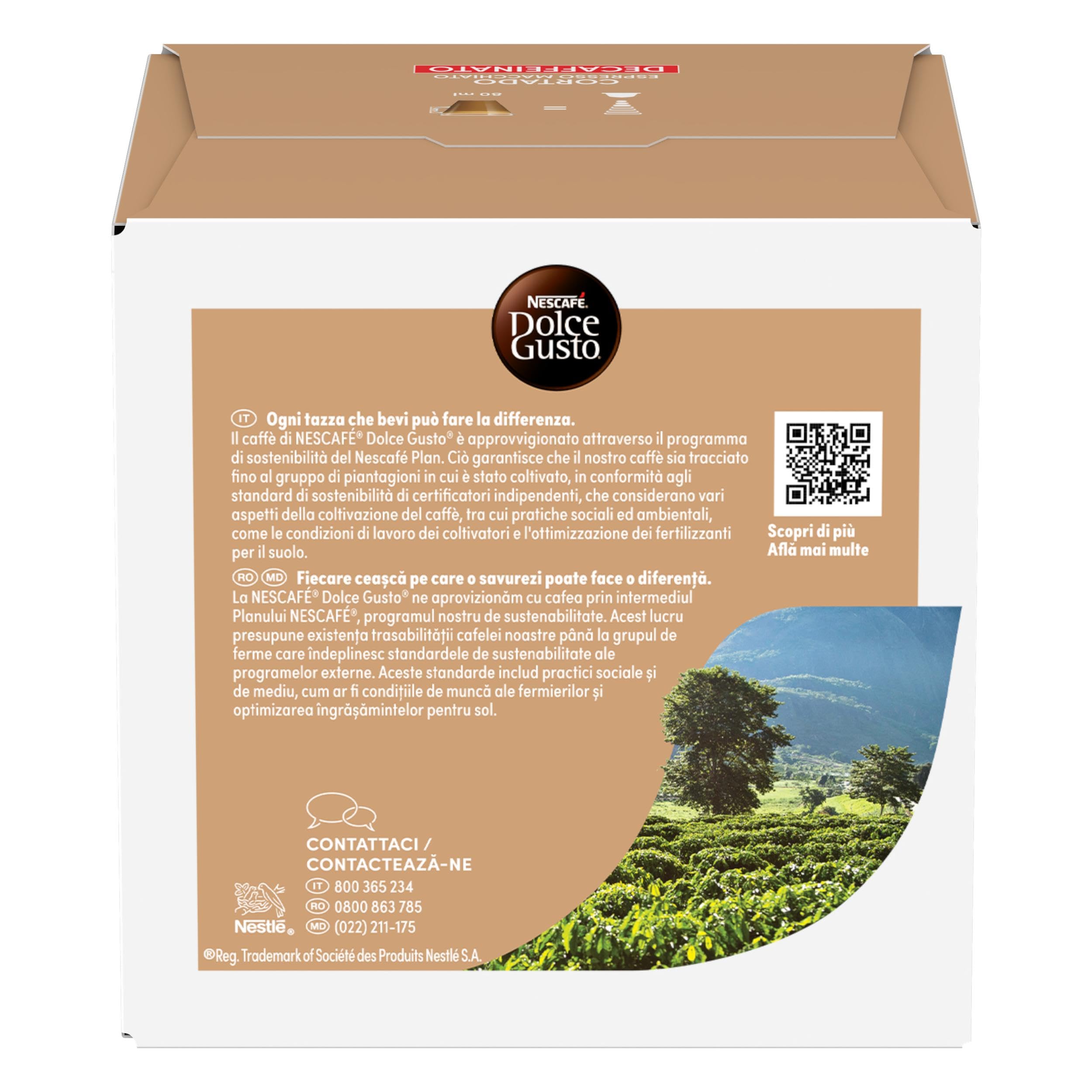 NESCAFÉ DOLCE GUSTO Cortado Espresso Macchiato Decaffeinato Caffè, 3 Confezioni da 16 Capsule (48 Capsule Compatibili Nescafé Dolce Gusto)