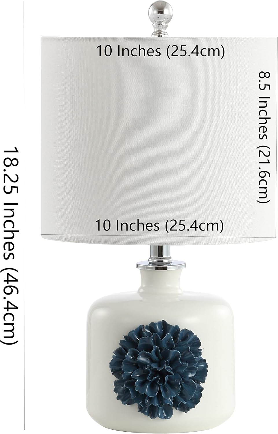 Safavieh Lighting Collection Olinda White/ Blue 18-inch Bedroom Living Room Home Office Desk Nightstand Table Lamp (LED Bulb Included)