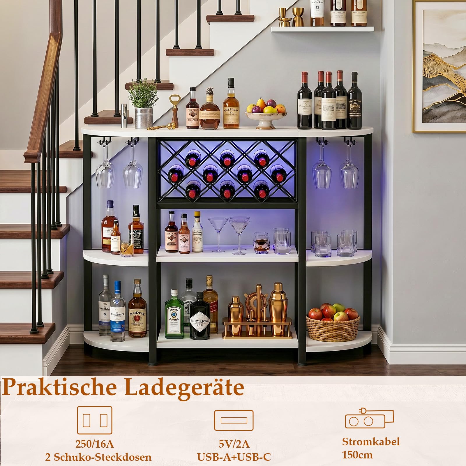 Homieasy Barschrank Mit LED RGB Und Steckdose