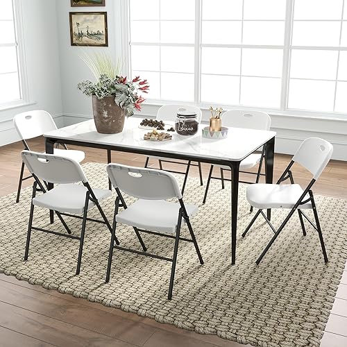 Miniatura 4 de Paquete de 6 Sillas Plegables, Límite de Peso de 800 libras, Silla Plegable de Plástico Resistente Portátil para Eventos en Interiores y Exteriores