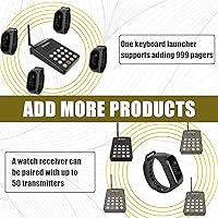 Vista 4 de Retekess TD154 Restaurant Pagers for Servers,Waitress Pager System,1312ft,IPX7 Waterproof,3 Operating Modes,5 Watch Receivers for Hotel,Kitchen,Bar
