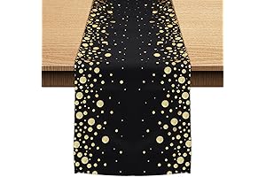 Black and Gold Table Runner 12 x 72 inches, Glittering Dots Table Runners