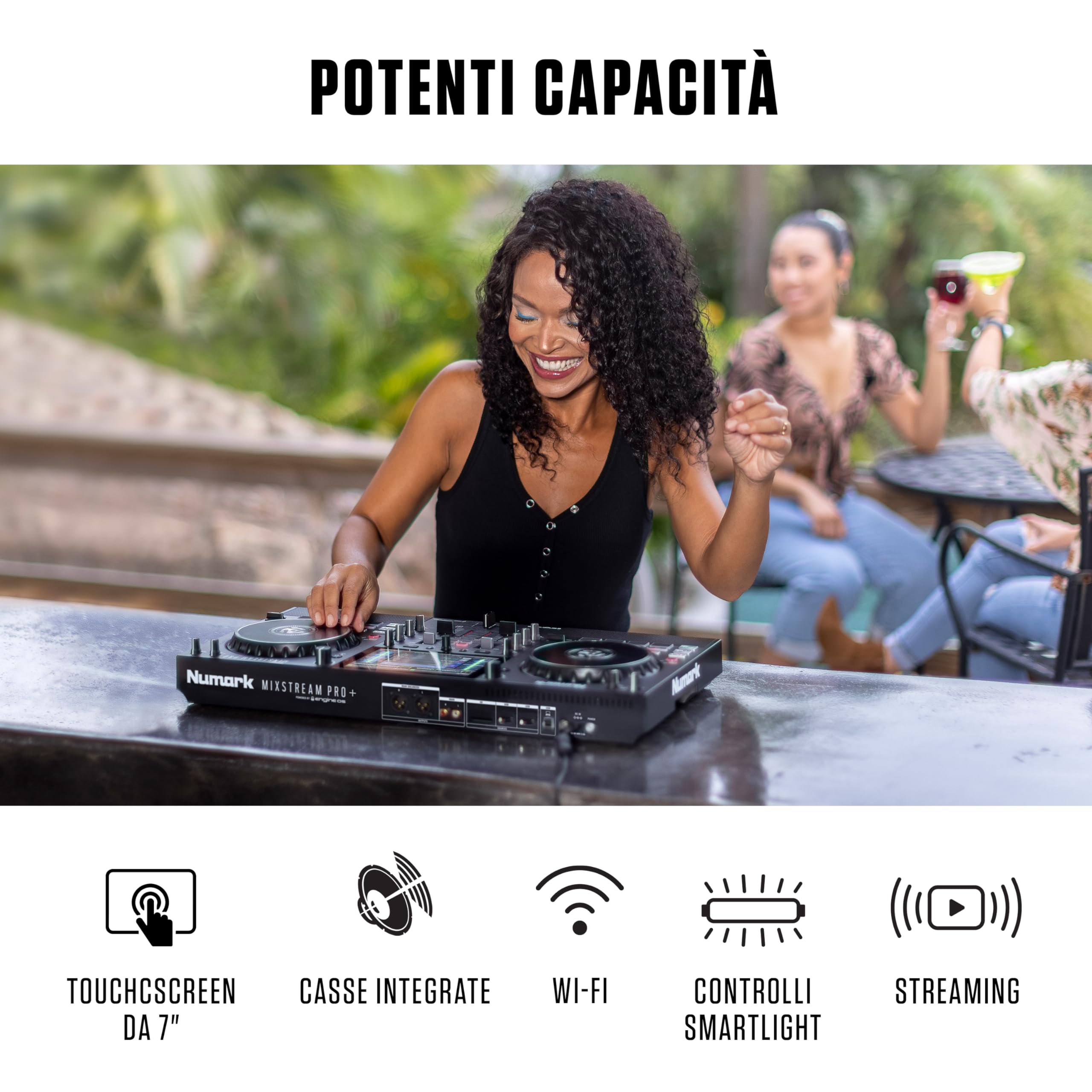 Numark Mixstream Pro+ DJ Controller z separacją stem, 2 deck, Wi-Fi, 7" touchscreen, Serato & Virtual DJ
