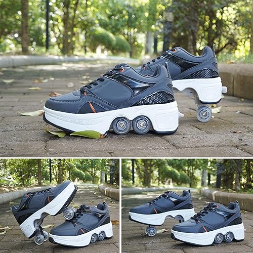 Miniatura 8 de MLyzhe - Zapatos de patinaje convertibles para hombres y mujeres, zapatos de paseo automáticos para niños y adultos, patines con doble fila de