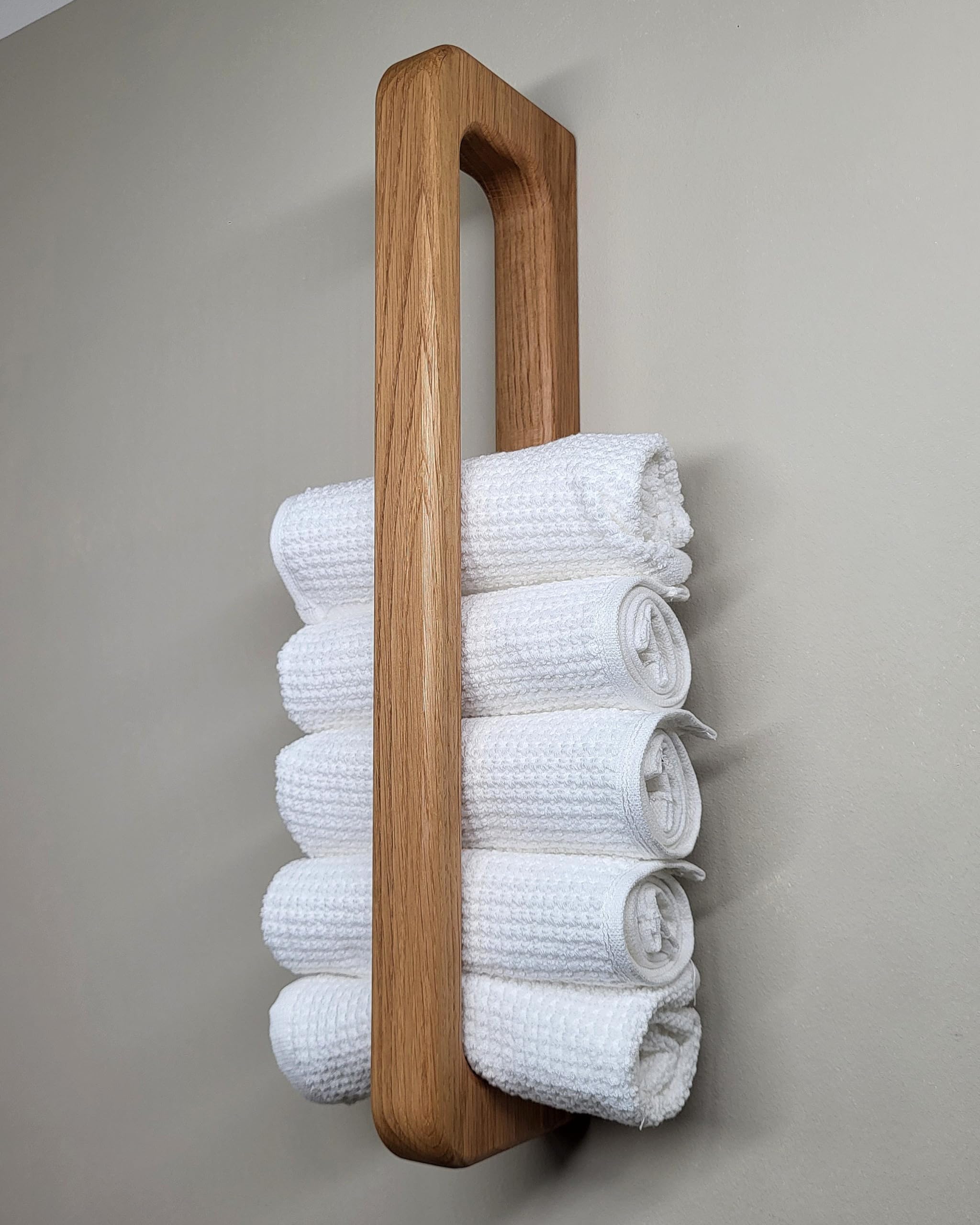 Toallero de roble macizo, diseño, montaje fácil y estable (no se pega) Fabricado en Alemania, vertical, horizontal, Scandi, minimalista, sostenible, elegante, baño, baño, aseo de invitados,
