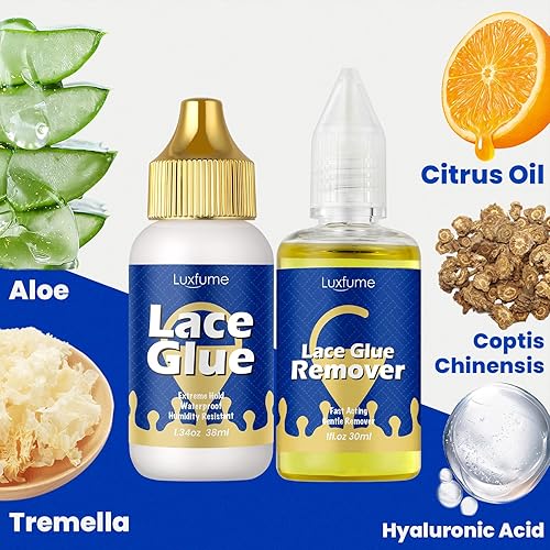 Miniatura 7 de Pegamento de encaje para peluca de 1.34 onzas, pegamento invisible para peluca de encaje frontal, pegamento de encaje impermeable de secado rápido,