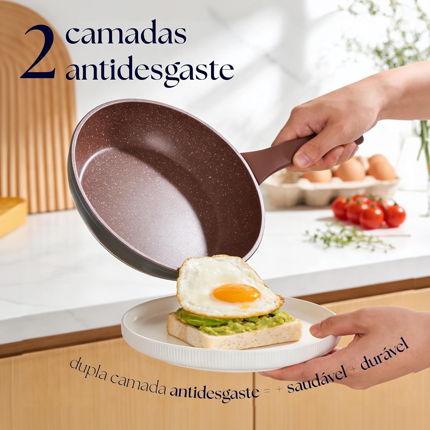 Oikos - Frigideira 24cm Indução Antiaderente Titânio Kosmos Marte Vermelha | Alta performance — vista frontal em cozinha bem iluminada com bancada clara, armários de madeira claros e elementos de culinária desfocados ao fundo. Oikos - Frigideira 24cm Indução Antiaderente Titânio Kosmos Marte Vermelha | Alta performance — vista frontal em cozinha bem iluminada com bancada clara, armários de madeira claros e elementos de culinária desfocados ao fundo.